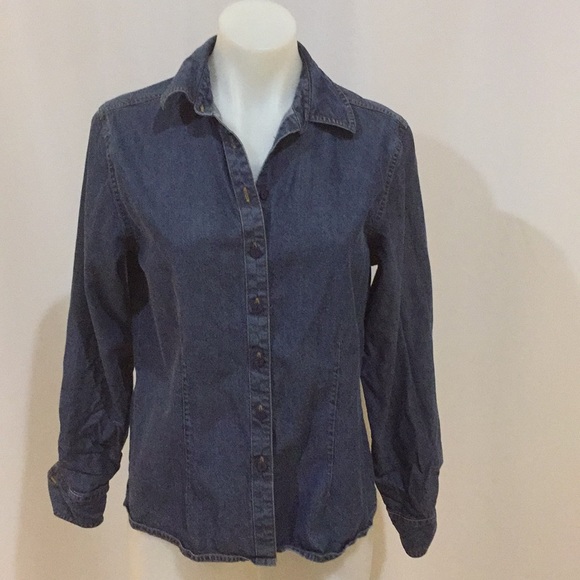 Marsh Landing Tops - Marsh Landing blue denim long sleeve top